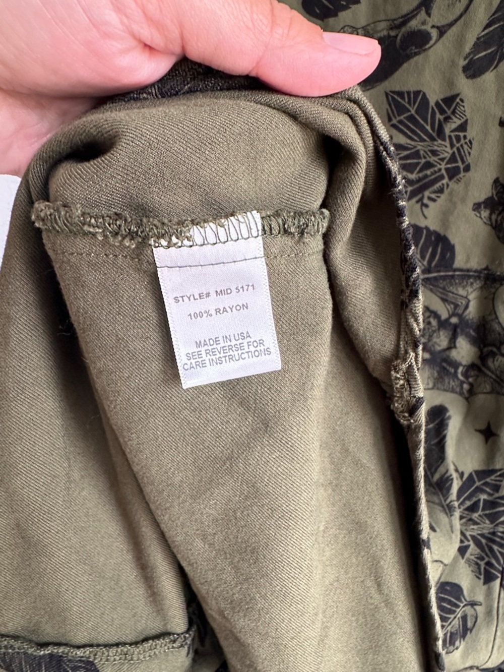 Crescent Moon Olive Green Button-Front Shirt Dress by Midnight Hour - Picture 9 of 9